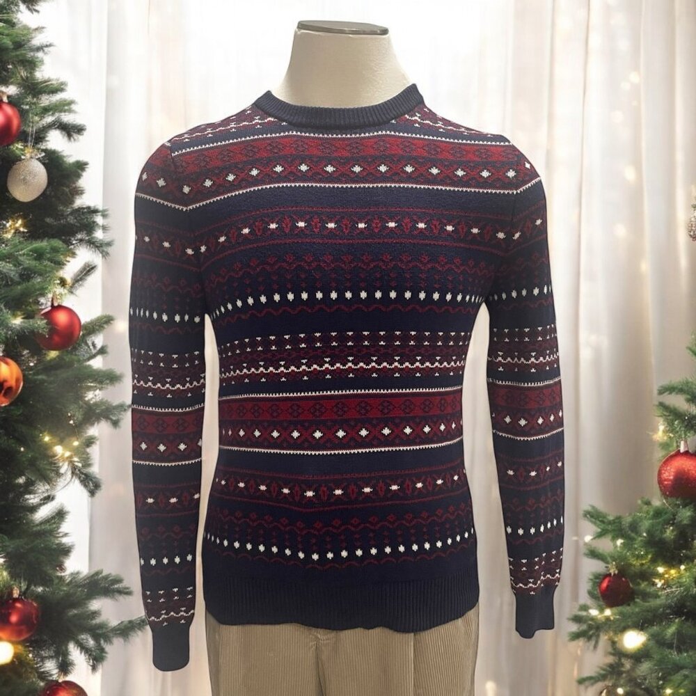 Merona Fair Isle Sweater Holiday Cottagecore‎ Soft Grunge Y2K Preppy Navy M
